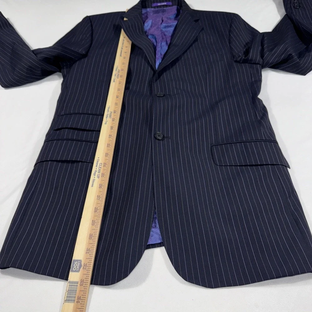 Ted Baker Endurance Blazer Mens 42L Navy‎ Purple Pinstripe Wool Jacket
